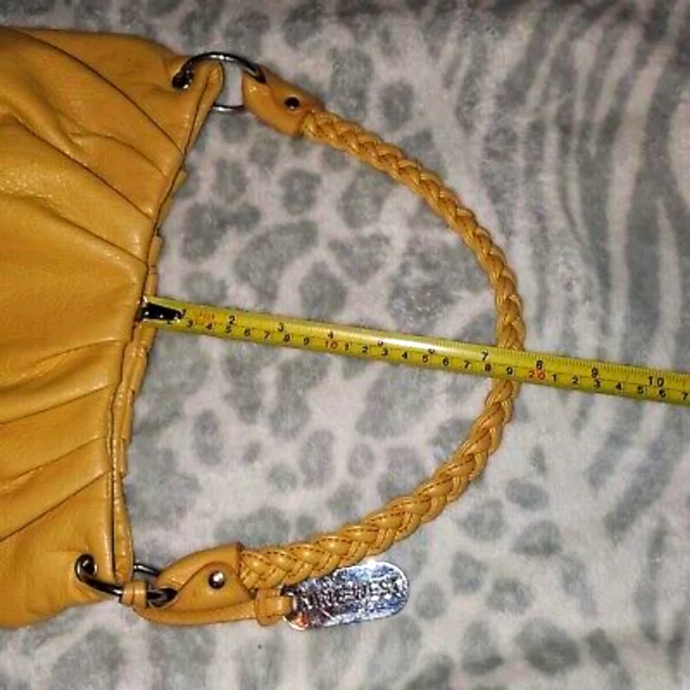 Nine West Yellow Hobo Handbag With Braided Strap